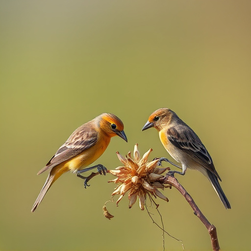 Small birds pecking at niger seeds