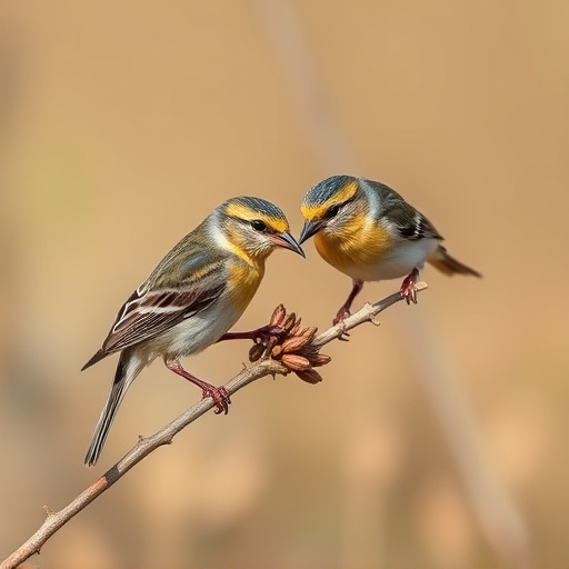 Small birds pecking at niger seeds