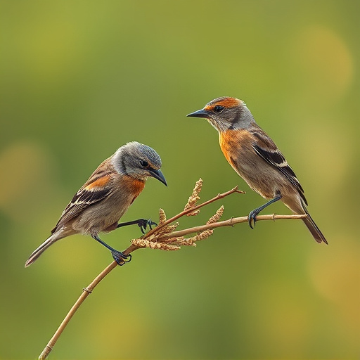 Small birds pecking at niger seeds