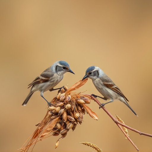 Small birds pecking at niger seeds
