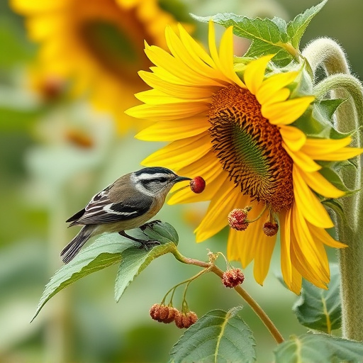 Small garden birds eating sunflower hearts
