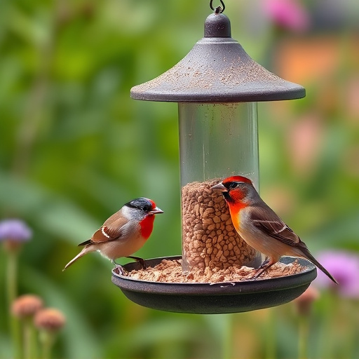 Small garden birds feeding on no-mess mix