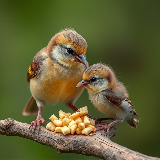 Soft food offered to young bird