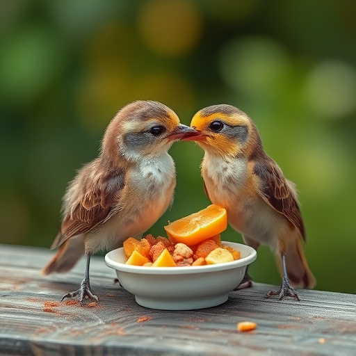 Soft food offered to young bird