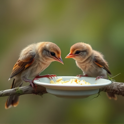Soft food offered to young bird