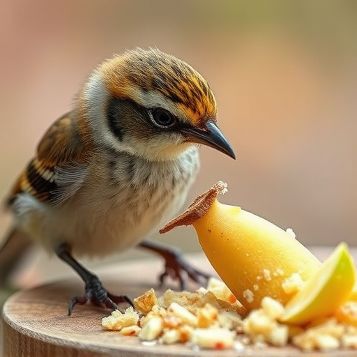 Soft food offered to young bird