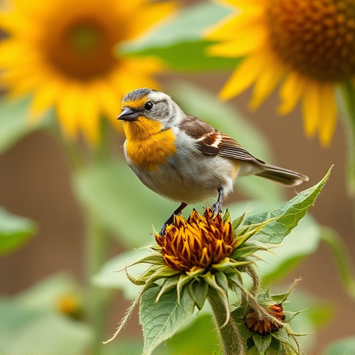 Sparrow enjoying sunflower hearts in garden