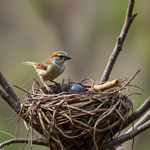 Sparrow leaving an abandoned nest