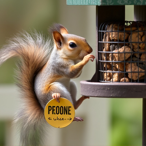 Squirrel attempting to access guarded feeder