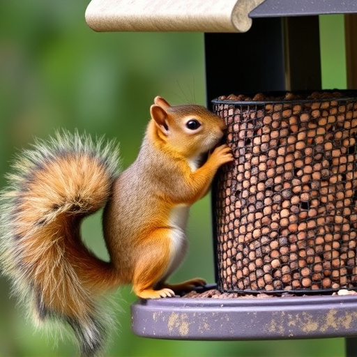 Squirrel attempting to access guarded feeder