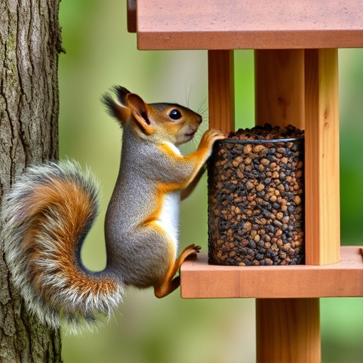 Squirrel attempting to access guarded feeder
