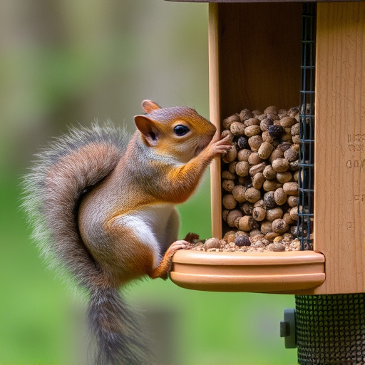Squirrel attempting to access guarded feeder