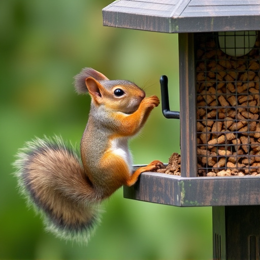 Squirrel attempting to access guarded feeder