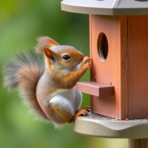 Squirrel attempting to access guarded feeder