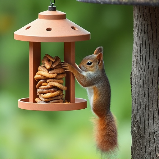 Squirrel attempting to access guarded feeder