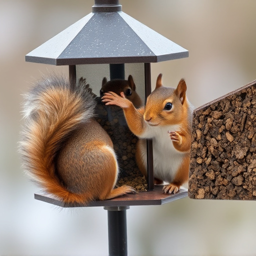 Squirrel attempting to access guarded feeder