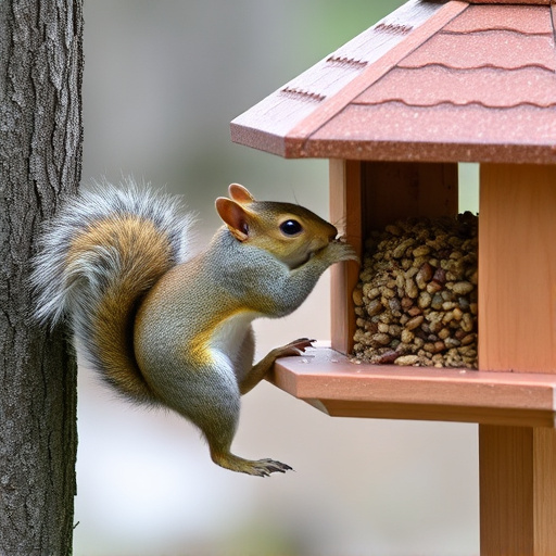 Squirrel attempting to access guarded feeder