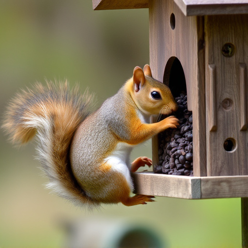 Squirrel attempting to access guarded feeder