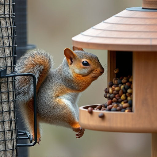 Squirrel attempting to access guarded feeder