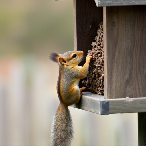 Squirrel attempting to access guarded feeder