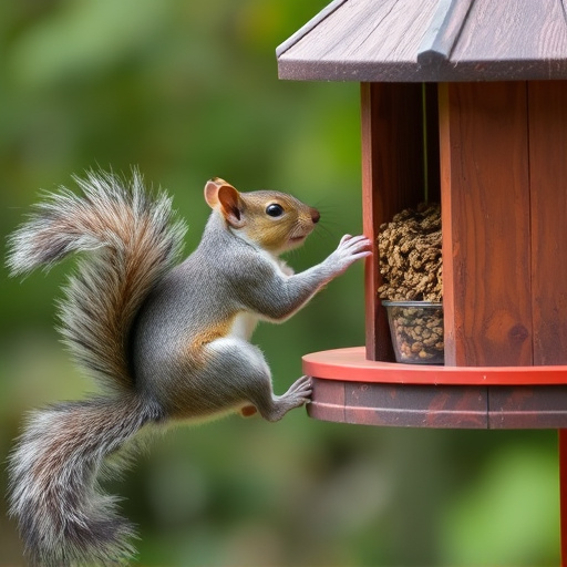 Squirrel attempting to access guarded feeder