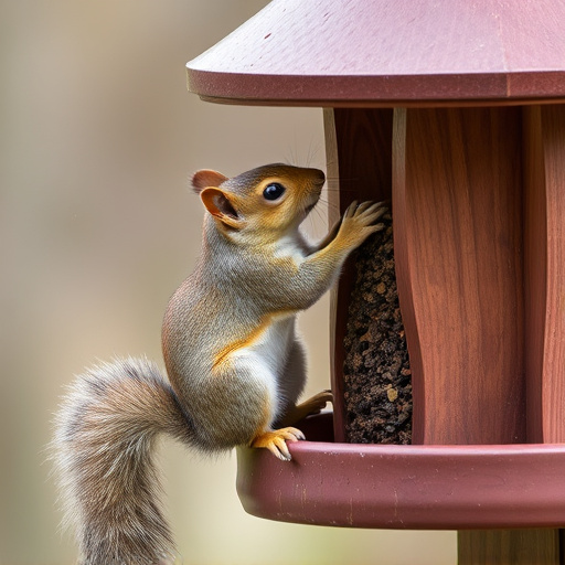 Squirrel attempting to access guarded feeder