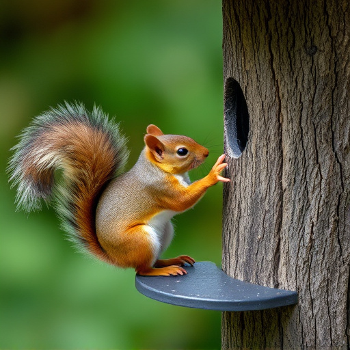 Squirrel attempting to access guarded feeder