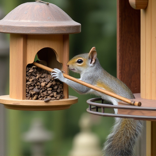 Squirrel attempting to access guarded feeder