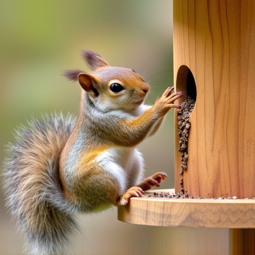 Squirrel attempting to access guarded feeder