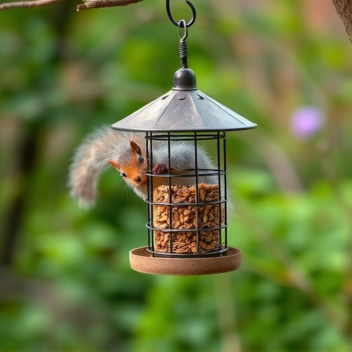 Squirrel-proof bird feeder in backyard