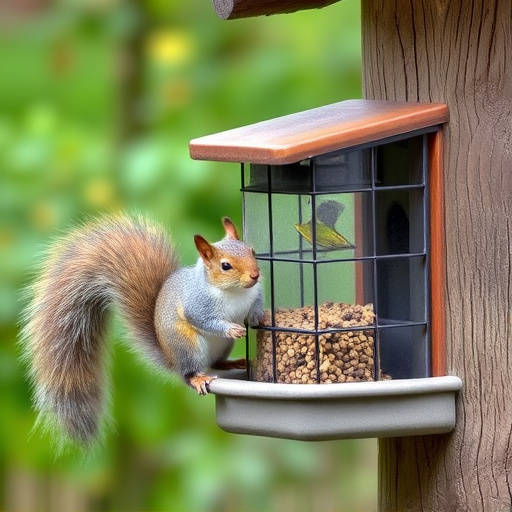 Squirrel-proof bird feeder in backyard