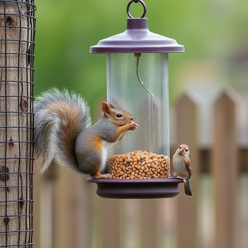 Squirrel-proof bird feeder in backyard