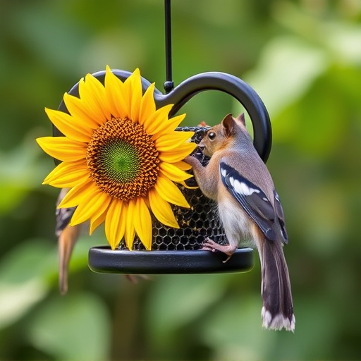 Squirrel-proof feeder with sunflower heart