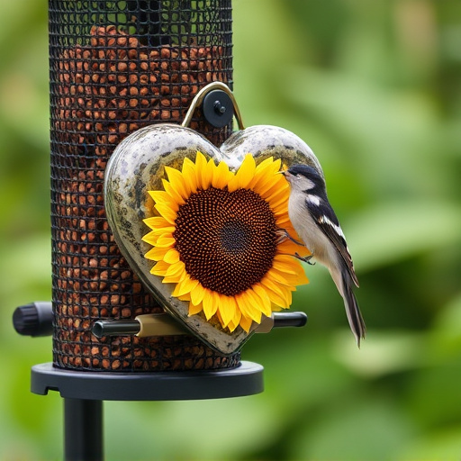 Squirrel-proof  feeder with sunflower heart