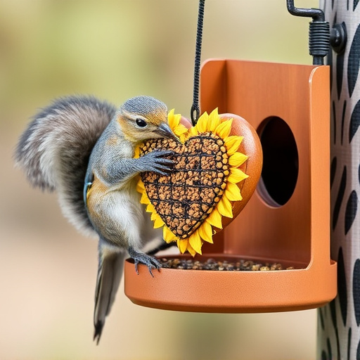 Squirrel-proof  feeder with sunflower heart