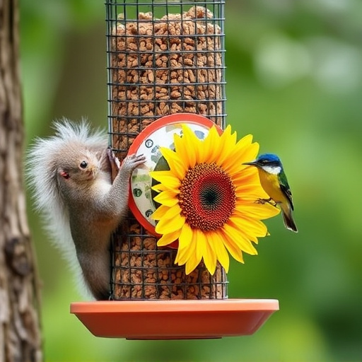 Squirrel-proof  feeder with sunflower heart