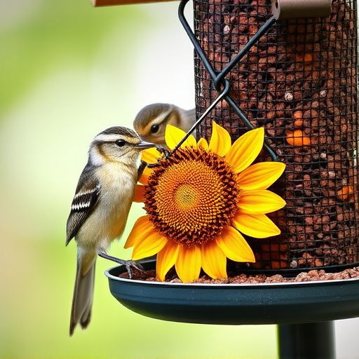 Squirrel-proof  feeder with sunflower heart
