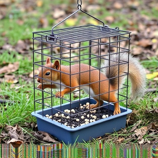 Squirrel-resistant cage over ground seed tray