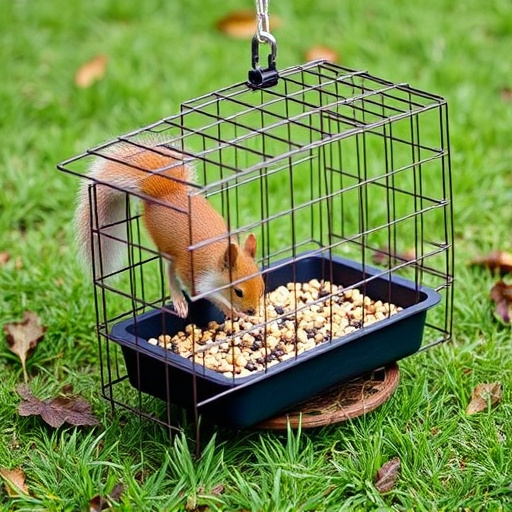 Squirrel-resistant cage over ground seed tray