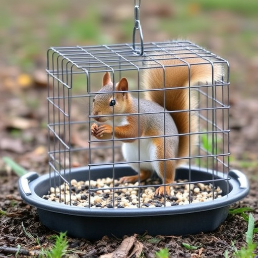 Squirrel-resistant cage over ground seed tray