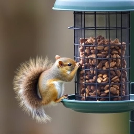 Squirrel trying to access secured feeder