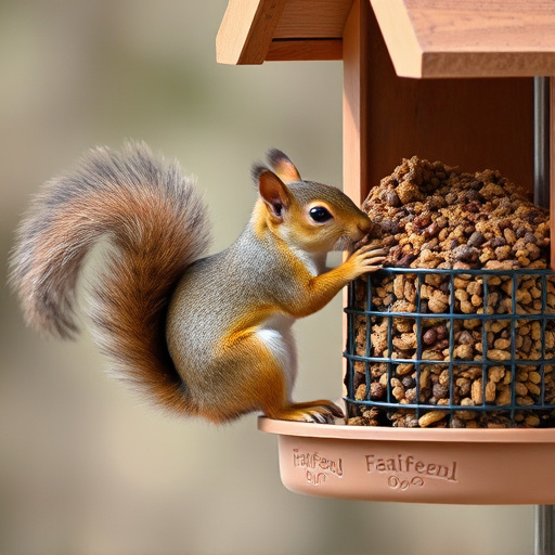 Squirrel trying to access secured feeder