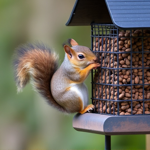 Squirrel trying to access secured feeder