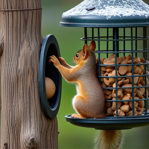 Squirrel trying to access secured feeder