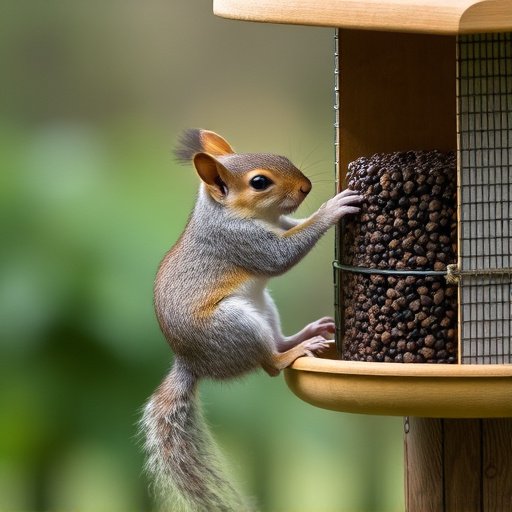 Squirrel trying to access secured feeder