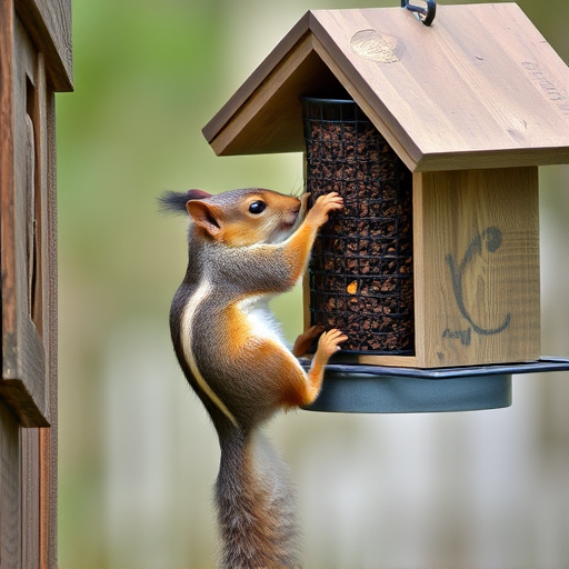 Squirrel trying to access secured feeder