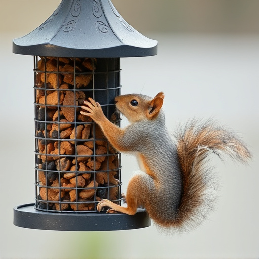 Squirrel trying to access secured feeder