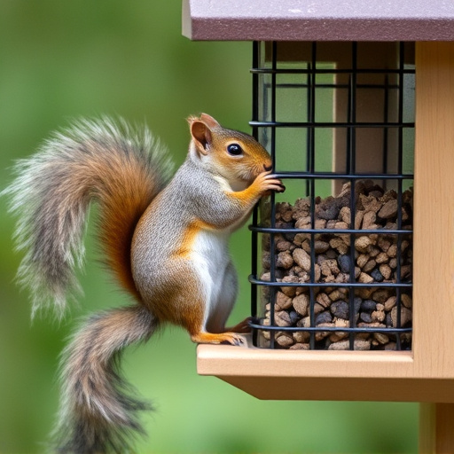Squirrel trying to access secured feeder
