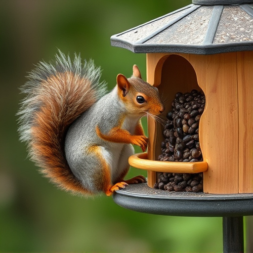 Squirrel trying to access secured feeder