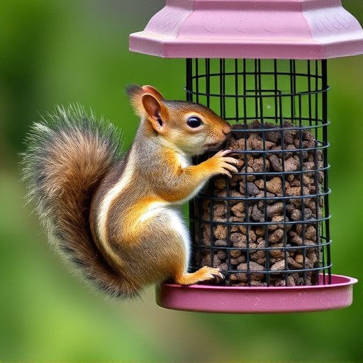 Squirrel trying to access secured feeder